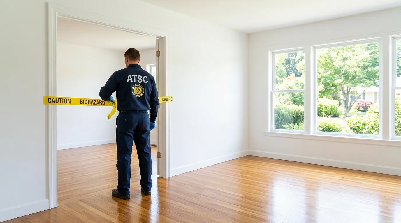 Certified biohazard cleanup crew performing Trauma Scene Cleanup in Bedford